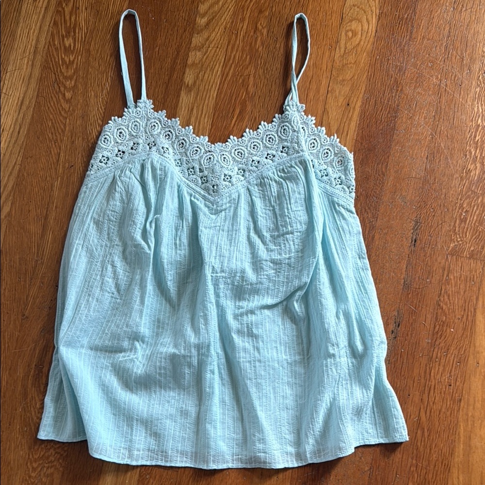Sundance Light Blue Lace Trim Cami Top- Medium NWOT